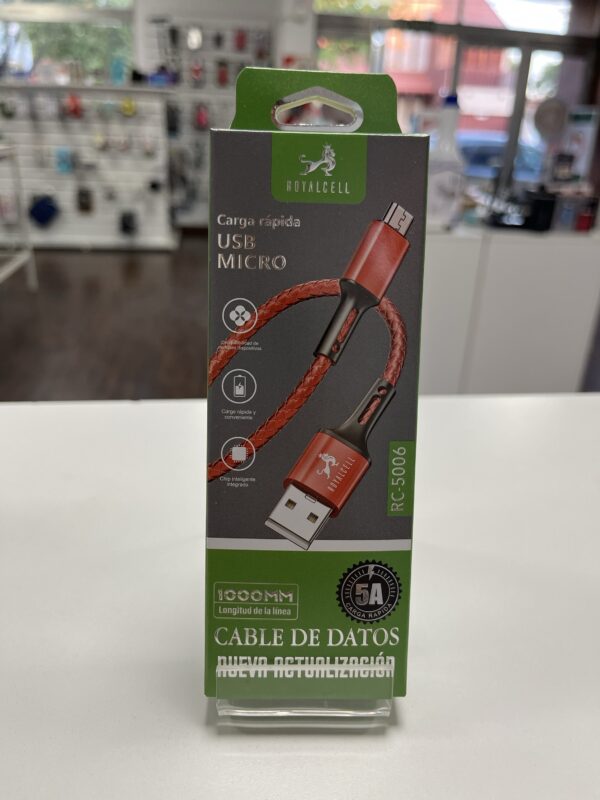CABLE DE DATOS MICRO USB 5A ROYACELL RC-5006