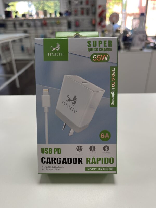 CARGADOR 220 TIPO C 55W 6A TIPO C A IPHONE ROYACELL RC9006000B