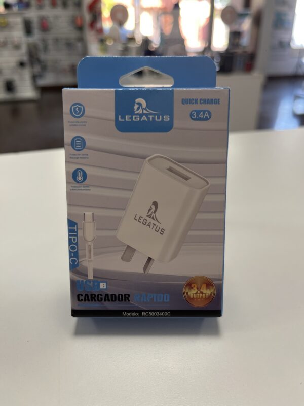 CARGADOR 2,4A CON CABLE TIPO C